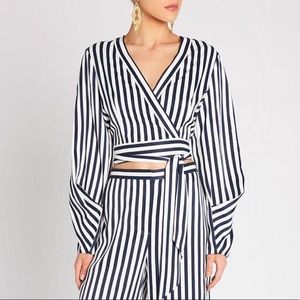 Sass & Bide Palazzo Blue + White Long Sleeve Top